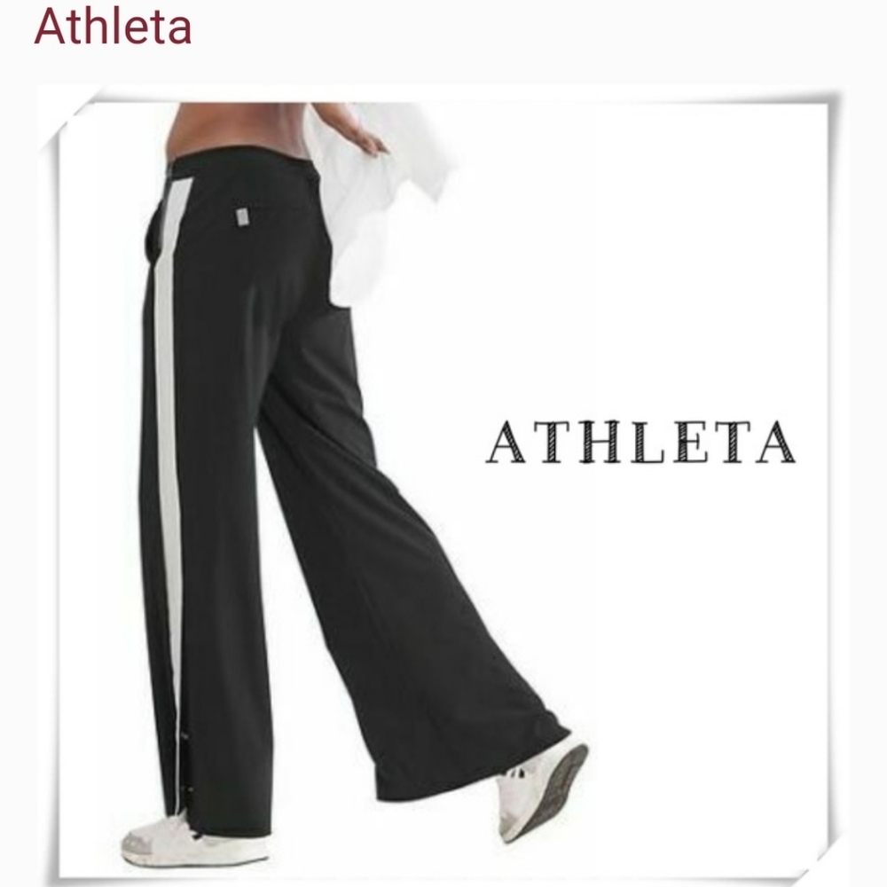 Athleta Black Gramercy Track Wide Leg Trouser 16T